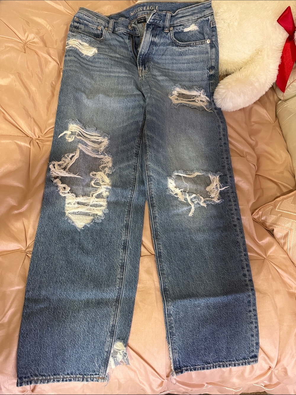 American Eagle Outfitters Distressed Boyfriend Jeans - Blue